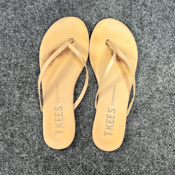 Tkees Foundations Sandals Women's 8 Tan Thin Strap Minimalist Thong Flip Flops - Picture 6 of 10